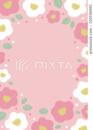 Camellia frame (pink background, vertical) 109590991