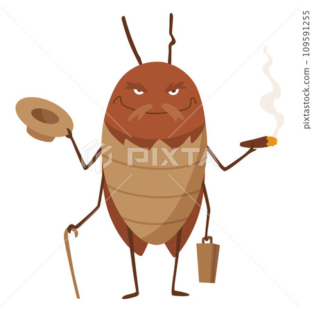 Dirt cockroach. Funny brown beetle. Adorable parasit, wildlife sticker. Cartoon insect pest vector illustration Dirt cockroach. Funny brown beetle. Adorable parasit, wildlife sticker. Cartoon insect pest vector illustration 109591255