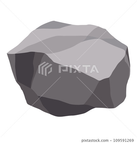 Rock stones or debris of mountain. Gravel, gray stone. Polygonal shape, piece of fossil stone. Game decoration element 109591269