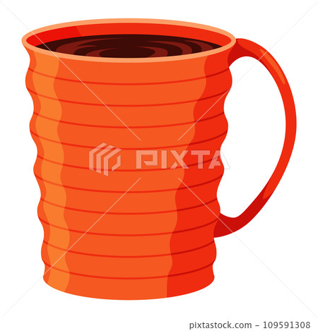 Cup tea coffee icon. Cute trendy crockery with handle for drink. Vintage teacup. Hand drawn colored trendy vector illustration in cartoon style Cup tea coffee icon. Cute trendy crockery with handle for drink. Vintage teacup. Hand drawn colored trendy vector illustration in cartoon style 109591308