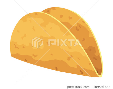 Corn tortilla as taco ingredients. Roasted lavash, pita bread. Delicious snack, taco sandwich. Isolated on white background 109591888