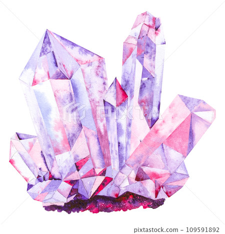 Watercolor illustration of magic crystals, hand drawing, esoterics 109591892