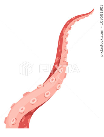 Octopus tentacles or sea squid icon. Spooky marine monster arm on white background. Vector cartoon underwater animal 109591903