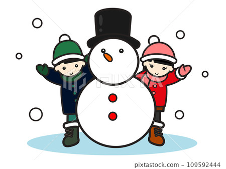 Snowman and children 109592444