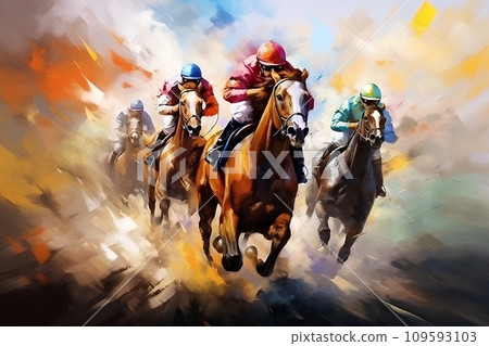 Powerful horse racing scene 109593103