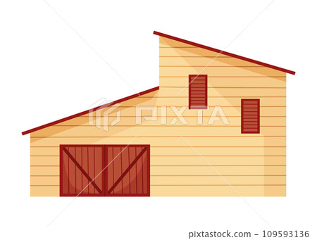 Barn icon. Farmyard architecture building. Cartoon farm shed. Wooden stable in rustic retro style. Vector illustration in flat style on white background Barn icon. Farmyard architecture building. Cartoon farm shed. Wooden stable in rustic retro style. Vector illustration in flat style on white background 109593136