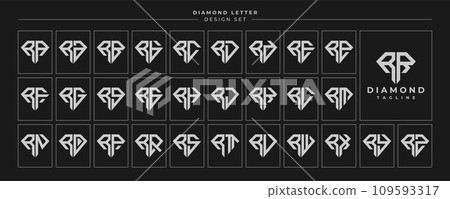 Set of luxury diamond crystal letter R RR logo design 109593317