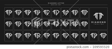 Set of luxury diamond crystal letter T TT logo design 109593320
