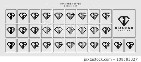 Line jewelry diamond letter C CC logo design set Line jewelry diamond letter C CC logo design set 109593327