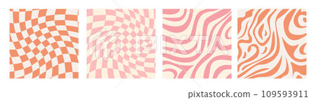 Social media ad post in funky psychedelic design. Retro 60s 70s aesthetic backdrops, vintage wavy liquid distorted backgrounds. Set square posters in Y2K style. Ig banner template. Vector illustration 109593911