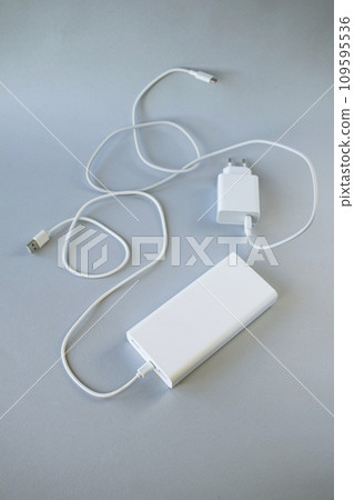 Power bank, external battery and USB cable, universal mobile battery for recharging gadgets 109595536