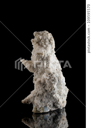 macro stone mineral Quartz Calcite on a black background 109595570