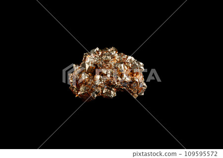 macro stone mineral Pyrite on a black background 109595572