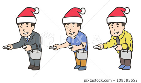Illustration set of a man handing out tissues at Christmas 109595652