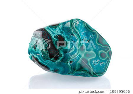 macro mineral stone Chrysocolla on a white background 109595696