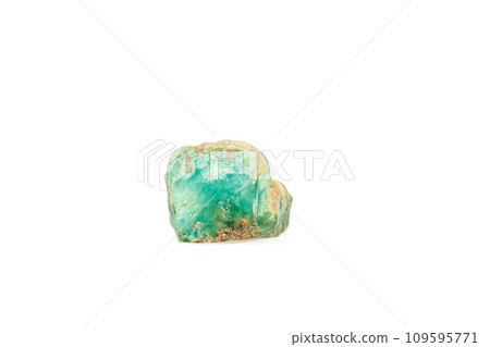 macro stone mineral Chrysoprase on a white background macro stone mineral Chrysoprase on a white background 109595771