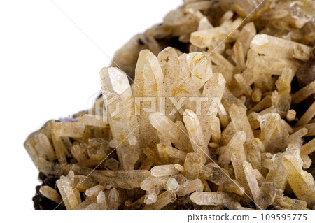 macro stone mineral quartz with galena on a white background macro stone mineral quartz with galena on a white background 109595775