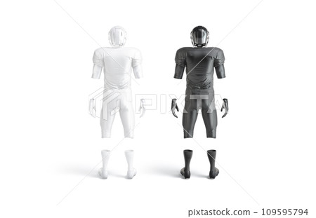 Blank black and white american football uniform mockup, back view 109595794