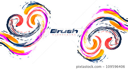Abstract and Colorful Brush Background with Halftone Effect. Sport Banner. Brush Stroke Illustration. Scratch and Texture Elements For Design Abstract and Colorful Brush Background with Halftone Effect. Sport Banner. Brush Stroke Illustration. Scratch and Texture Elements For Design 109596406