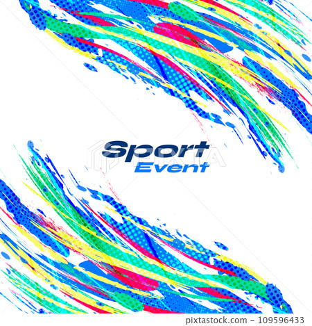 Abstract and Colorful Brush Background with Halftone Effect. Sport Banner. Brush Stroke Illustration. Scratch and Texture Elements For Design 109596433
