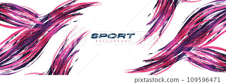 Abstract and Colorful Brush Background with Halftone Effect. Sport Banner. Brush Stroke Illustration. Scratch and Texture Elements For Design 109596471