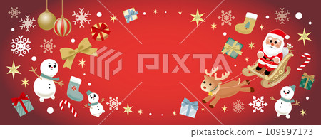 Christmas banner_red background_Christmas_Landscape3600×1400mm 109597173