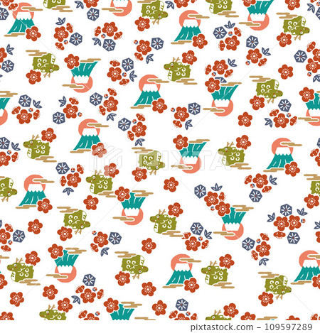 龍年無縫模式。傳統的日本圖案。日本圖案。吉祥圖案,吉祥紋章,生肖,龍,新年,元 龍年無縫模式。傳統的日本圖案。日本圖案。吉祥圖案,吉祥紋章,生肖,龍,新年,元 109597289