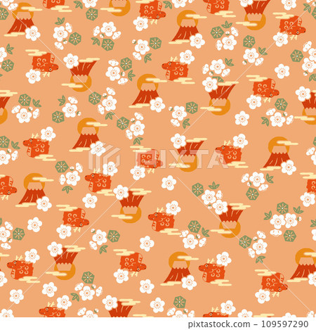 龍年無縫模式。傳統的日本圖案。日本圖案。吉祥圖案,吉祥紋章,生肖,龍,新年,元 龍年無縫模式。傳統的日本圖案。日本圖案。吉祥圖案,吉祥紋章,生肖,龍,新年,元 109597290