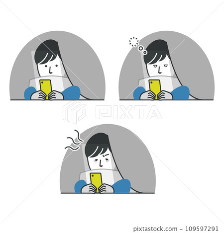 一組適合熬夜摸手機的男士表情 109597291