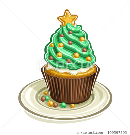 Vector logo for Christmas Cupcake 109597293