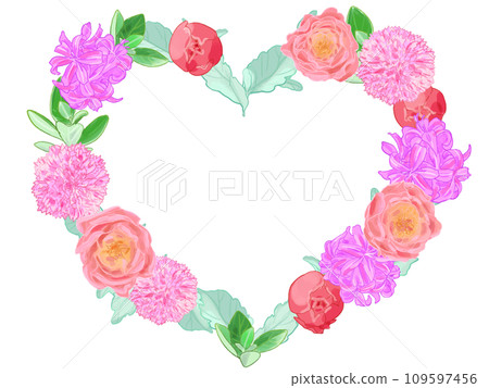Chic rose heart-shaped wreath 109597456