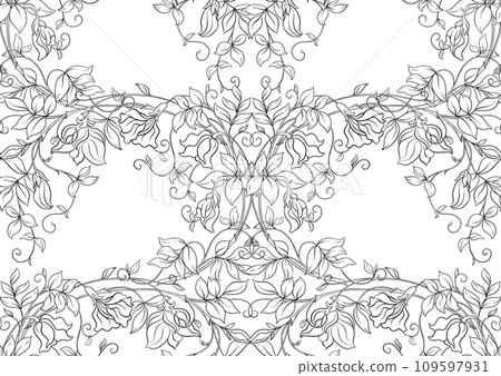 Fantasy flowers and bird, decorative flowers  109597931