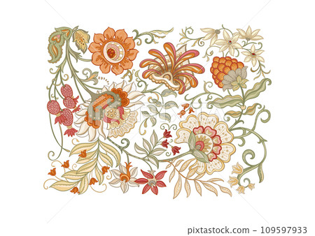 Fantasy flowers in retro, vintage 109597933
