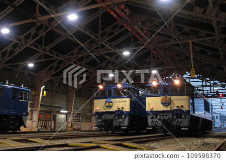 EF64 electric locomotives standing in a retro depot_Photographed on November 25, 2023 EF64 electric locomotives standing in a retro depot_Photographed on November 25, 2023 109598370