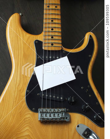 message card and electric guitar message card and electric guitar 109599305