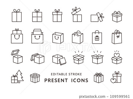 Present box and paper bag icon set (monochrome) 109599561