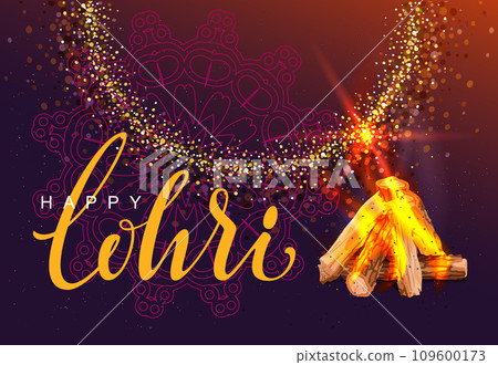 Happy lohri lettering text template indian greeting card Happy lohri lettering text template indian greeting card 109600173