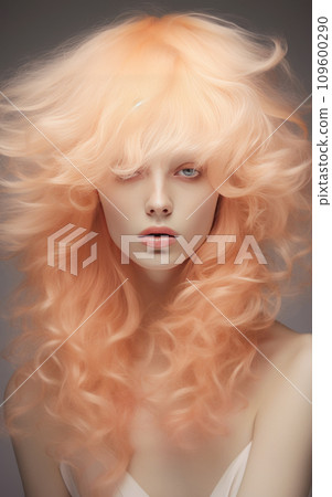 Peach Fuzz Fantasy: Ethereal Hairstyle,2024 color trend 109600290