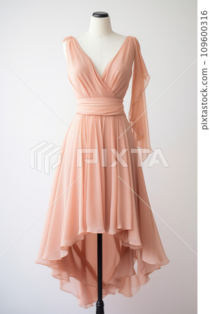 Peach Fuzz Elegance: Flowing Asymmetrical Dress for Special Occasions Peach Fuzz Elegance: Flowing Asymmetrical Dress for Special Occasions 109600316