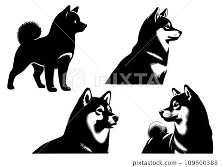 Set of Shiba Inu silhouettes 109600388