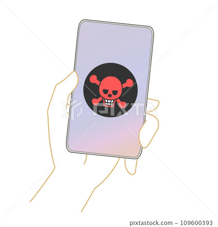 Skull mark displayed on smartphone Skull mark displayed on smartphone 109600393
