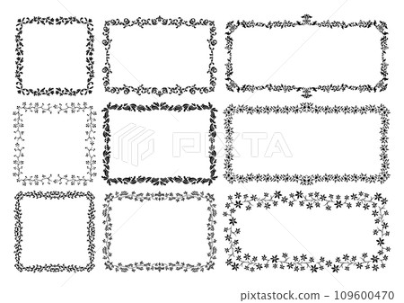 Antique square frame illustration set (black) 109600470