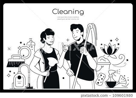 Cleaning - modern line design style banner Cleaning - modern line design style banner 109601980