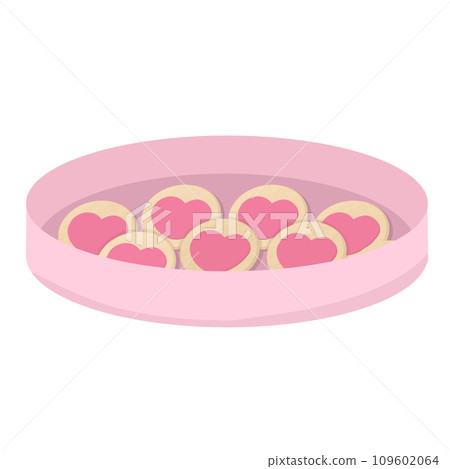 Heart shaped cookies in a pink tray 109602064