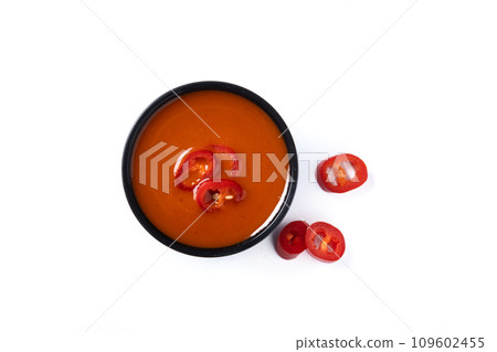 Spicy chili sauce in a bowl isolated on white background Spicy chili sauce in a bowl isolated on white background 109602455