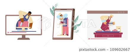 Confectioners in web, cartoon vector illustration on white background 109602667
