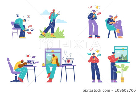 FOMO the fear of missing out, JOMO the joy of missing out, psychological syndrome, personal positive or negative set 109602700