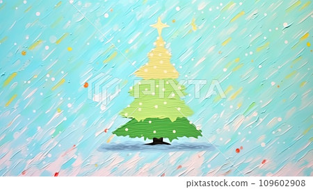 Colorful Christmas tree acrylic painting_16 Generative AI 109602908