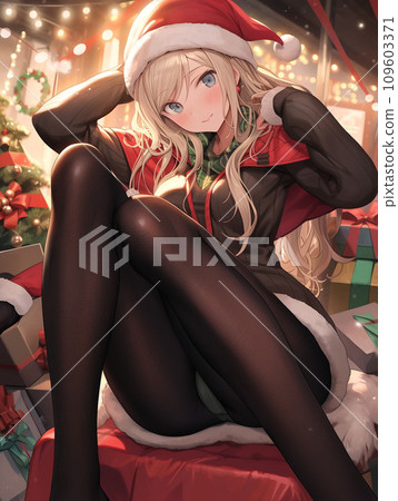 坐在聖誕老人服裝的婦女 坐在聖誕老人服裝的婦女 109603371