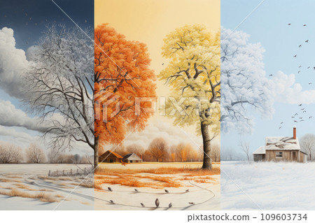 concept of change of season. Tree undergoing a change of season 109603734